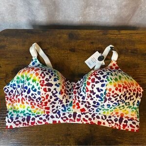Torrid Curve Dream Wire Free Push-up Bra Rainbow Leopard Size 42 DD